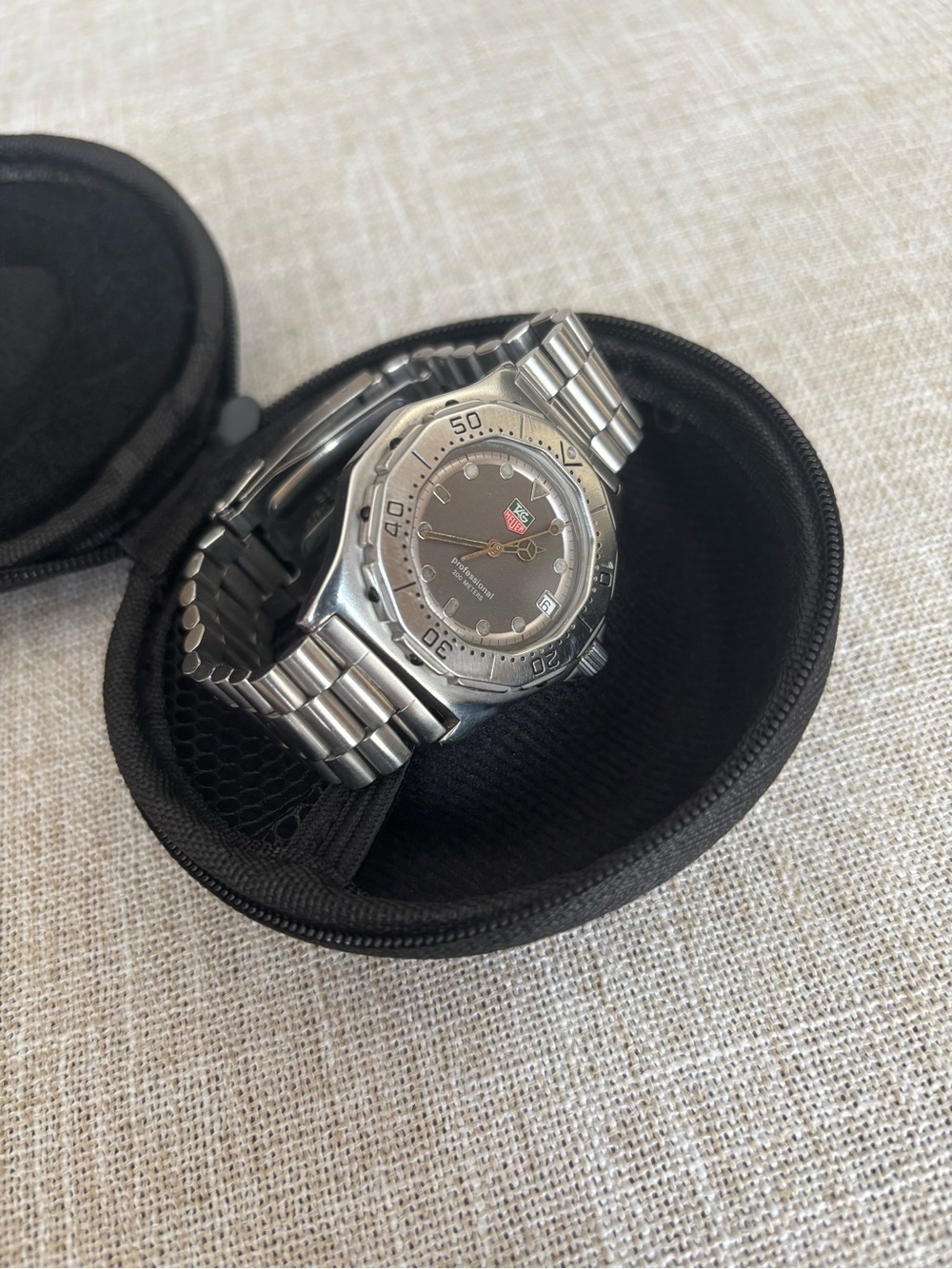 Tag Heuer Stainless Steel Men’s Watch with Black Dial